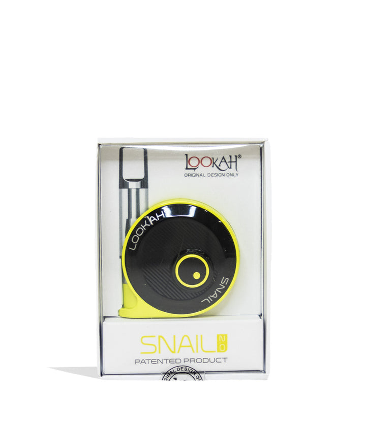 Yellow Lookah Snail Cartridge Vaporizer Packaging Front View on White Background