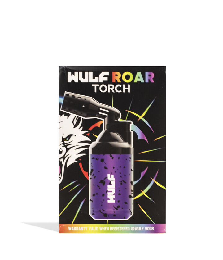 Full Color Spatter Wulf Mods Roar Butane Torch Packaging Front View on White Background