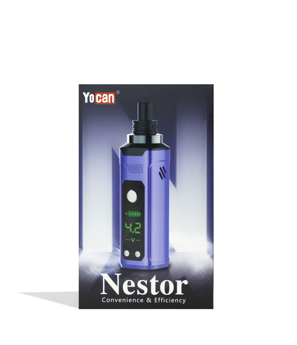 Purple Yocan Nestor 510 Dab Pen Vaporizer Packaging Front View on White Background