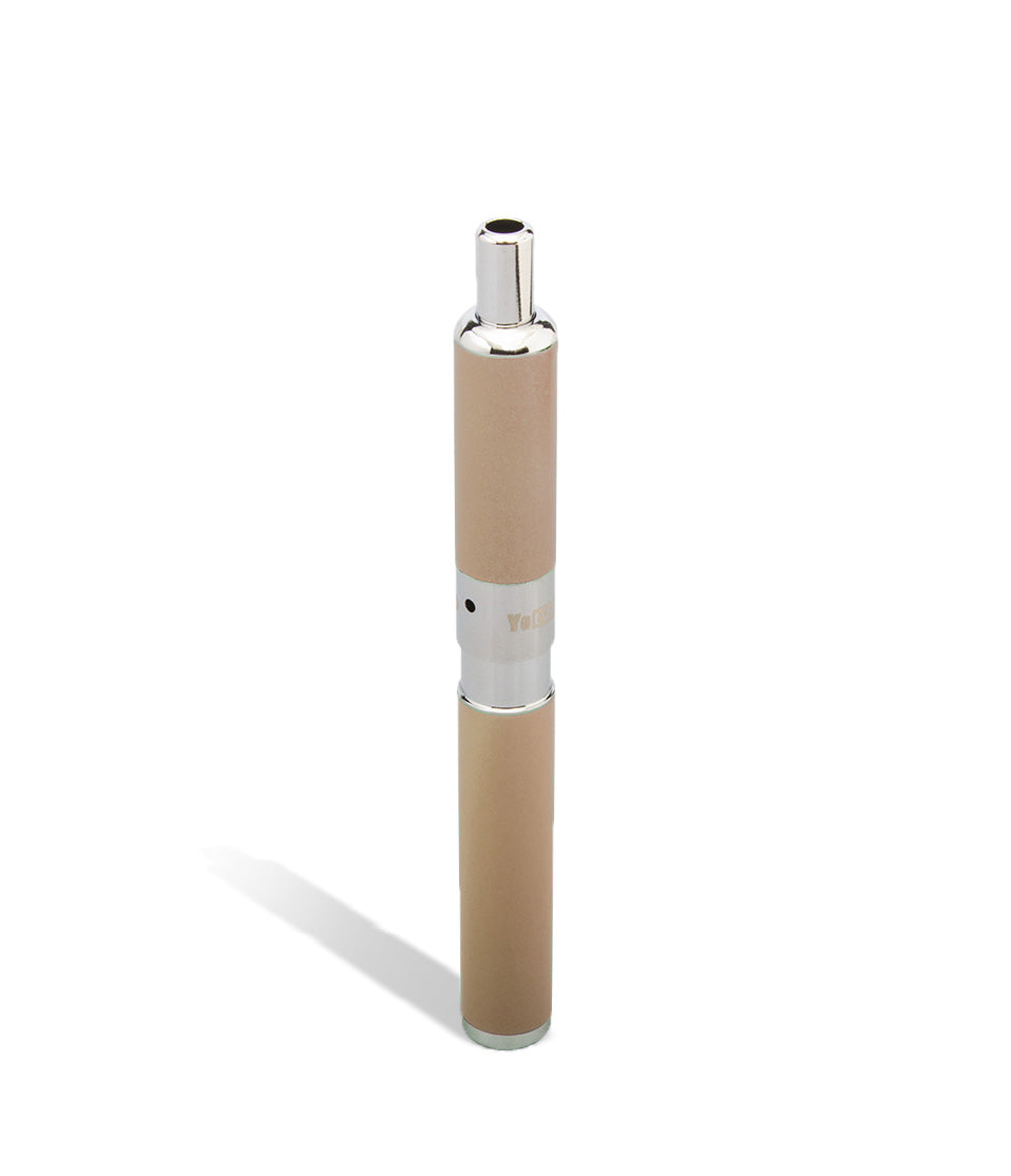 Champagne above view Yocan Evolve-D Dry Herb Vaporizer on white background